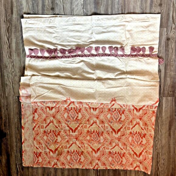 Target Ikat Cream Tassel Boho Fabric Shower Curtain – Coral & Beige – 72×72 – Ne - Picture 2 of 4